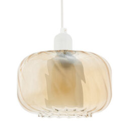 Happy Homewares Amber Champagne Pendant Light Shade With Rippled Rim And Inner Shade - thumbnail 2