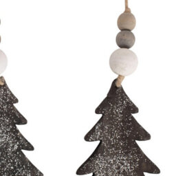 Red Hamper H176 Wicker Set Of 3 Hanging Glitter Christmas Tree Decorations - thumbnail 2