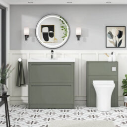 Royal Bathrooms Elmore 800mm Floor Standing 2 Drawer Cabinet Bathroom Vanity Unit With Traditional Ceramic Basin Sink - Matt Green - thumbnail 4