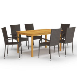 Berkfield 7 Piece Garden Dining Set Brown - thumbnail 1