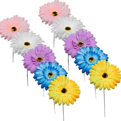 10 Pack Multicolor Artificial Garden Flowers - Plantable Decorations 30 Cm - image 1