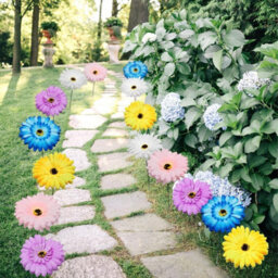 10 Pack Multicolor Artificial Garden Flowers - Plantable Decorations 30 Cm - thumbnail 3
