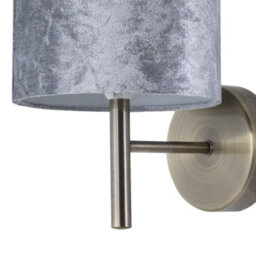 First Choice Lighting Set Of 2 Brea - Antique Brass Wall Lights With Grey Velvet Shades - thumbnail 3