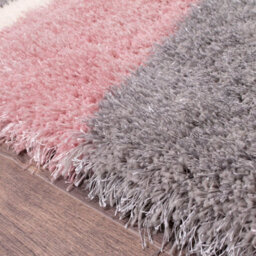 Grey Handmade Shaggy Sparkle Striped Easy To Clean Polyester Rug For Living Room, Bedroom - 60Cm X 110Cm - thumbnail 3