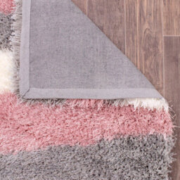 Grey Handmade Shaggy Sparkle Striped Easy To Clean Polyester Rug For Living Room, Bedroom - 60Cm X 110Cm - thumbnail 5