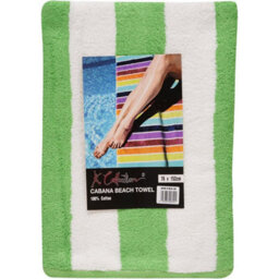 K Collection Striped Beach Towel (Pack Of 2) Green (One Size) - thumbnail 2