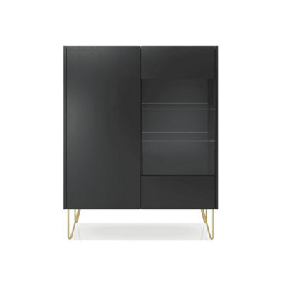 Arte Versatile Harmony Tv Cabinet H550mm W1440mm D370mm In Black & Black Marble - Sophisticated Storage For Modern Entertainment - image 1