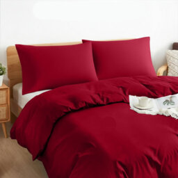 Aspire Homeware Plain Duvet Cover Set Soft Microfibre, Burgundy, Super King (L)220Cm X (W)260Cm - thumbnail 2