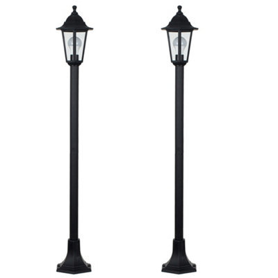 Valuelights Mayfair Pair Of Traditional Victorian Style 1.2M Black Ip44 Outdoor Garden Lamp Post Bollard Lights Led Bulbs 3000K - image 1