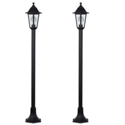 Valuelights Mayfair Pair Of Traditional Victorian Style 1.2M Black Ip44 Outdoor Garden Lamp Post Bollard Lights Led Bulbs 3000K - thumbnail 1
