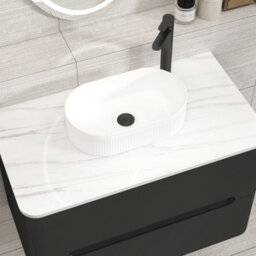 Royal Bathrooms Venice 800mm Matt Nocturne Black Wall Mounted Bathroom Countertop Vanity Unit 2 Drawer With Lyon Basin - thumbnail 6