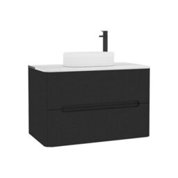 Royal Bathrooms Venice 800mm Matt Nocturne Black Wall Mounted Bathroom Countertop Vanity Unit 2 Drawer With Lyon Basin - thumbnail 7