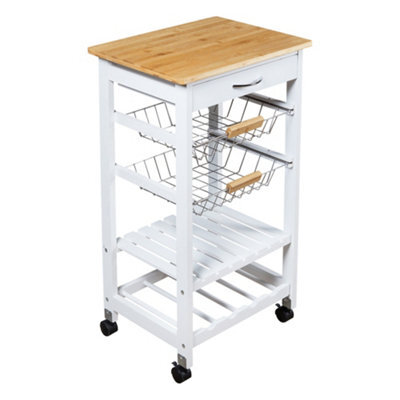 Spot On Dealz 5 Tier Kitchen Trolley Mobile Rolling Kitchen Island For Home 1 Drawer Metal Baskets Storage Shelf - image 1
