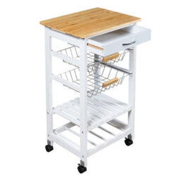 Spot On Dealz 5 Tier Kitchen Trolley Mobile Rolling Kitchen Island For Home 1 Drawer Metal Baskets Storage Shelf - thumbnail 3