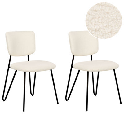 Beliani Set Of 2 Dining Chairs Nelko Boucle Off-White - image 1