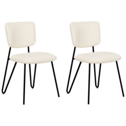 Beliani Set Of 2 Dining Chairs Nelko Boucle Off-White - thumbnail 4