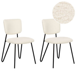 Beliani Set Of 2 Dining Chairs Nelko Boucle Off-White - thumbnail 1
