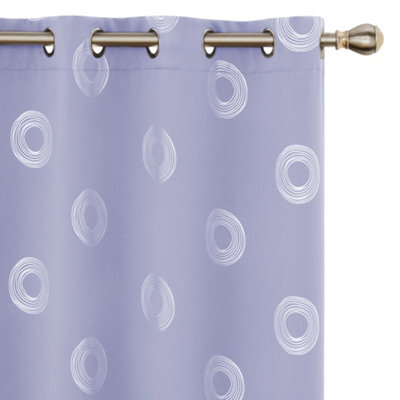 Deconovo Foil Printed Circle Thermal Curtains 55 X 72 Inch Light Purple 2 Panels Super Soft Ring Top Blackout Curtains