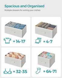 Songmics Dresser Cabinet, Storage Drawers, Chest Of Drawers, 7 Fabric Drawers With Handles, Cloud White And Oak Beige - thumbnail 3