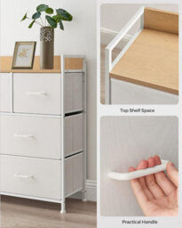 Songmics Dresser Cabinet, Storage Drawers, Chest Of Drawers, 7 Fabric Drawers With Handles, Cloud White And Oak Beige - thumbnail 6