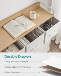 Songmics Dresser Cabinet, Storage Drawers, Chest Of Drawers, 7 Fabric Drawers With Handles, Cloud White And Oak Beige - thumbnail 5
