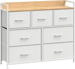 Songmics Dresser Cabinet, Storage Drawers, Chest Of Drawers, 7 Fabric Drawers With Handles, Cloud White And Oak Beige - thumbnail 8
