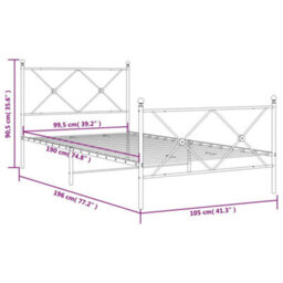 Berkfield Metal Bed Frame Without Mattress With Footboard White 100X190Cm - thumbnail 8