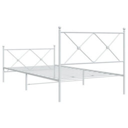 Berkfield Metal Bed Frame Without Mattress With Footboard White 100X190Cm - thumbnail 6