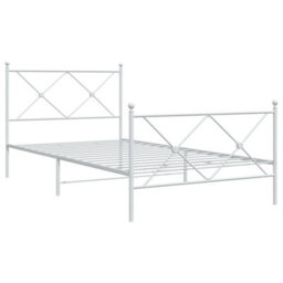 Berkfield Metal Bed Frame Without Mattress With Footboard White 100X190Cm - thumbnail 3