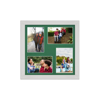AK Frames 12X12 White Ash Modern Multi Photo Frame With Emerald Mount - Holds 4 Apertures (4X) 6X4 Photos - image 1
