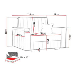 Viva Glam I Upholstered Sofa Bed For Living Room With Storage Chipboard Frame Wooden Slats 115X98X85Cm Black - thumbnail 6