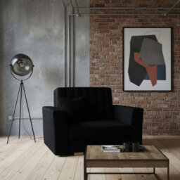 Viva Glam I Upholstered Sofa Bed For Living Room With Storage Chipboard Frame Wooden Slats 115X98X85Cm Black - thumbnail 1
