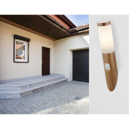 Luminosa Lighting Luminosa Boston Pir Outdoor Modern Wall Lamp Wood Look Ip44 1X E27 - thumbnail 4