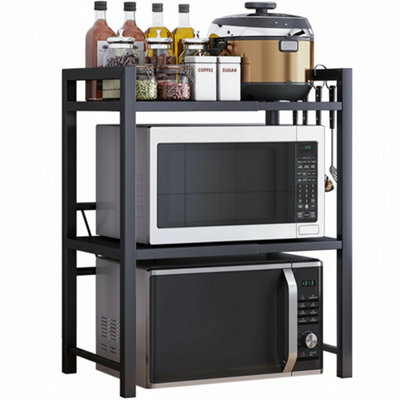 3 Tier Expandable Microwave Oven Rack Kitchen Counter Storage Shelf Adjustable Space Saving Organizer - image 1