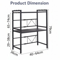 3 Tier Expandable Microwave Oven Rack Kitchen Counter Storage Shelf Adjustable Space Saving Organizer - thumbnail 4