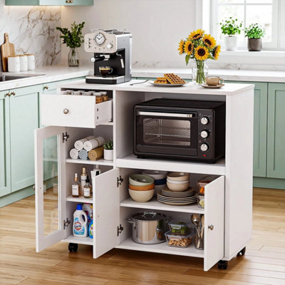 Sideboard With Microwave Shelf Kitchen Island Sideboard Rolling Trolley - image 1
