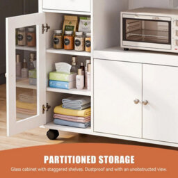 Sideboard With Microwave Shelf Kitchen Island Sideboard Rolling Trolley - thumbnail 5