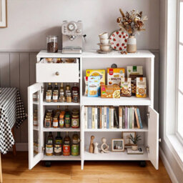 Sideboard With Microwave Shelf Kitchen Island Sideboard Rolling Trolley - thumbnail 6