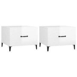 Walplus Coffee Tables With Metal Legs 2 Pcs High Gloss White 50X50X40 Cm - thumbnail 2