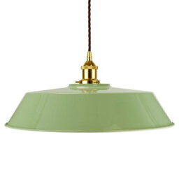 Mint Green Large Chancery Painted Dome Pendant Light With Gold Lamp Holder And Brown Twisted Cable - Se Home - thumbnail 1