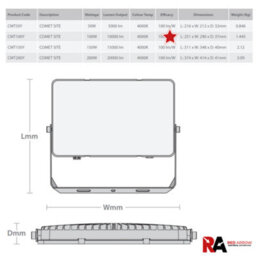 Red Arrow 110V Led Floodlight 100W Slim - Site Lighting 4000K Ip65 Rated With Integrated Leds - thumbnail 5