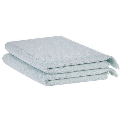 Beliani Set Of 2 Towels Atiu Terry Cotton Mint Green - image 1