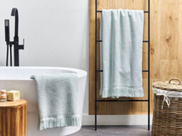 Beliani Set Of 2 Towels Atiu Terry Cotton Mint Green - thumbnail 2