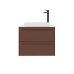 Royal Bathrooms Royal Bathroom Elmore 700mm Terracotta Clay Wall Mounted Bathroom Vanity Unit 2 Drawer Plain White Worktop With Qubix Basin - thumbnail 7