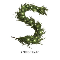 Amorly 9Ft Christmas Norfolk Pine Garland With Lights Christmas Garland Decorations, For Mantle Table Fireplace Home Winter Party Decor - thumbnail 8