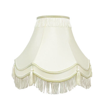 "22"" Double Scallop Cream Lampshade Elegant Pleated Shade For Large Table, Floor & Ceiling Lamps" - image 1