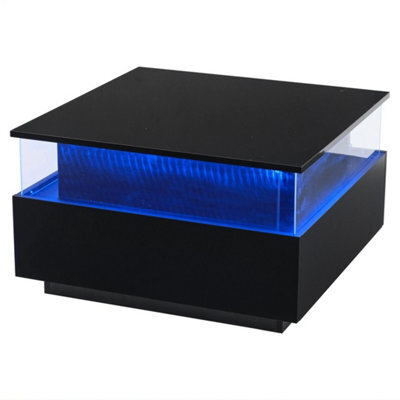 Led Coffee Table Storage High Gloss Black - image 1