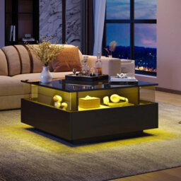 Led Coffee Table Storage High Gloss Black - thumbnail 6