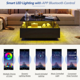 Led Coffee Table Storage High Gloss Black - thumbnail 5
