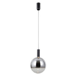 Luminosa Lighting Luminosa Strela 25Cm Globe Pendant Ceiling Light Matt Black With Darkened, Grey, Glass Shade 3000K Warm White - thumbnail 4